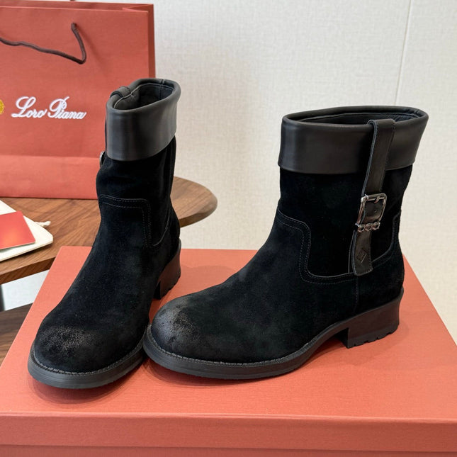 LP 26S BIKER BOOTS IN BLACK SUEDE & CALFSKIN