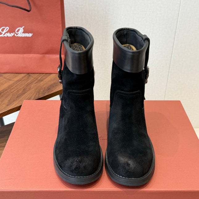 LP 26S BIKER BOOTS IN BLACK SUEDE & CALFSKIN