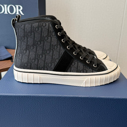 DIOR 26S HIGH-TOP SNEAKERS 30MM IN BLACK DIOR OBLIQUE CANVAS