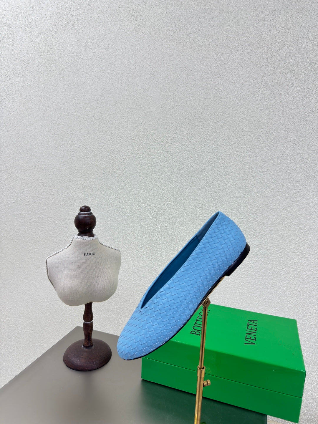 BOTTEGA VENETA 26S BALLET FLATS IN BLUE WOVEN LAMBSKIN