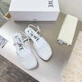 LOEWE 26S SLINGBACK FLAT PUMPS IN WHITE CALFSKIN