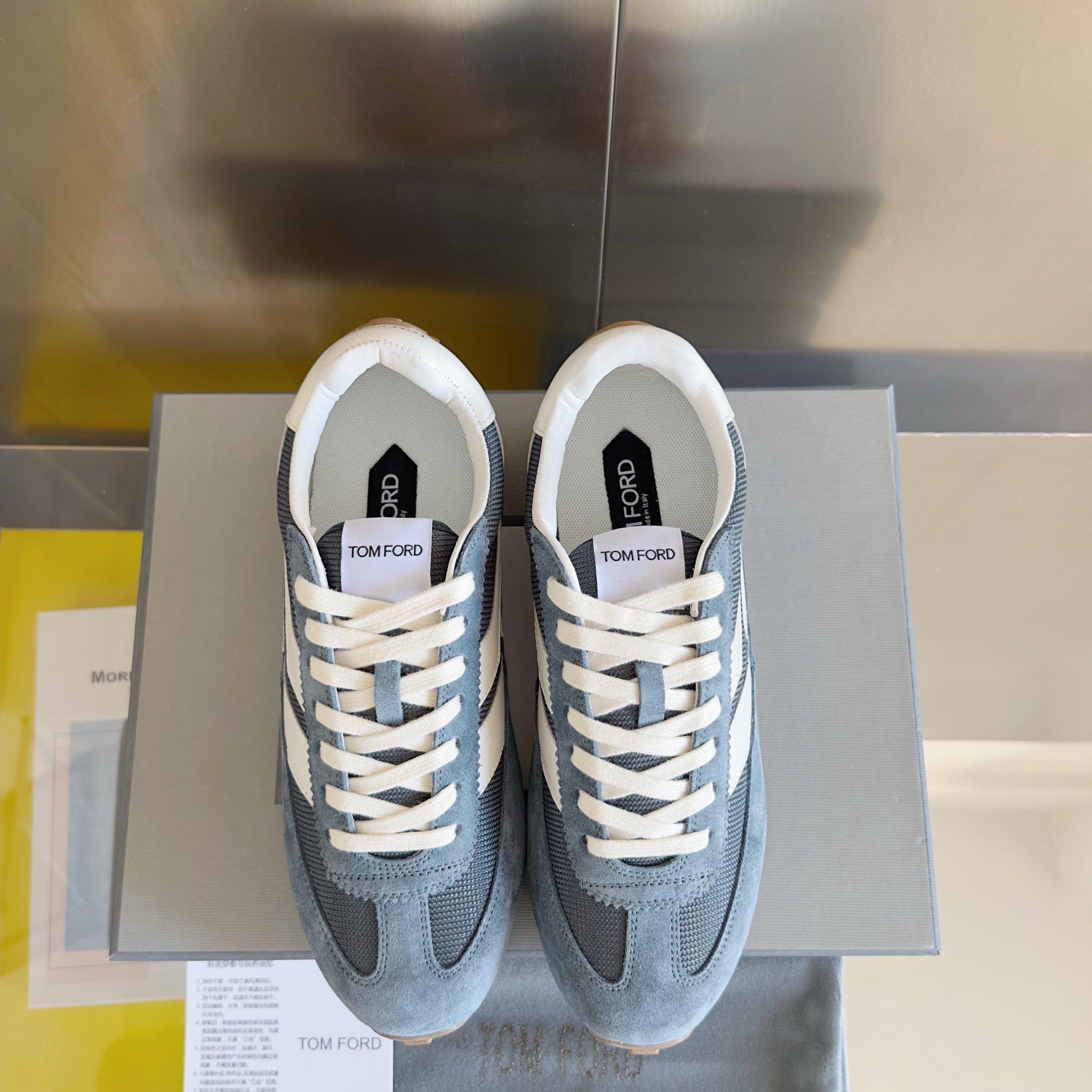 TOM FORD 26S SNEAKERS IN MUTED BLUE SUEDE