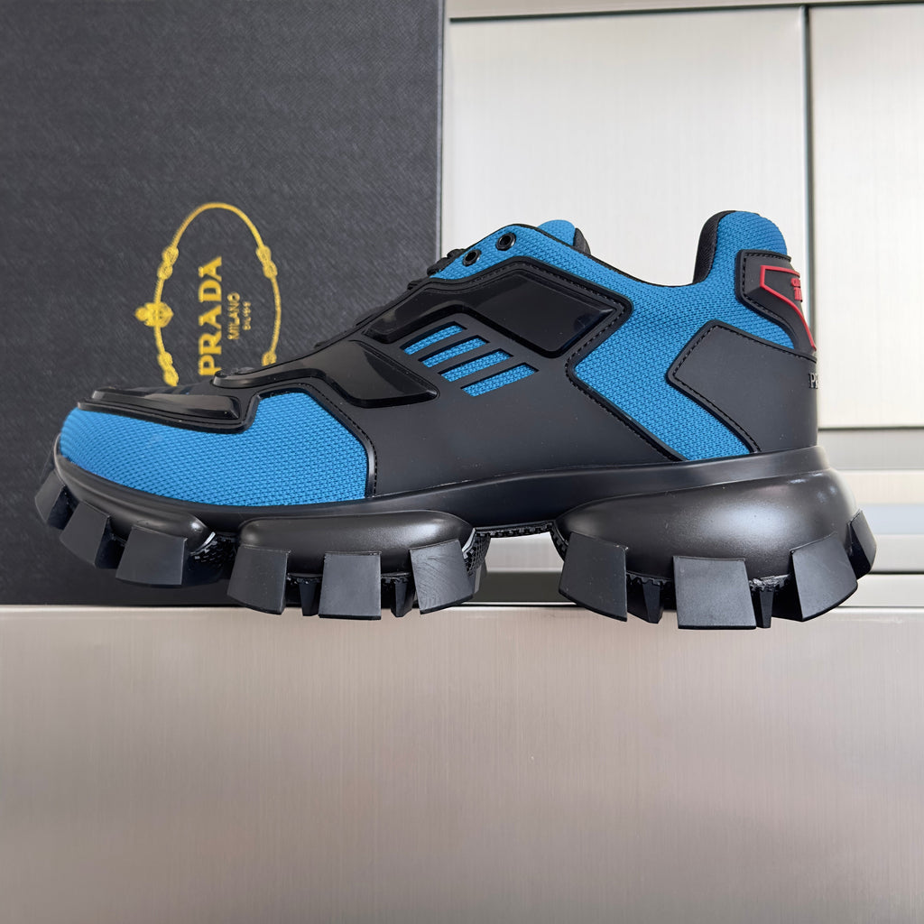 PRADA 26S CLOUDBUST THUNDER SNEAKERS 60MM IN BLUE MESH FABRIC AND TPU