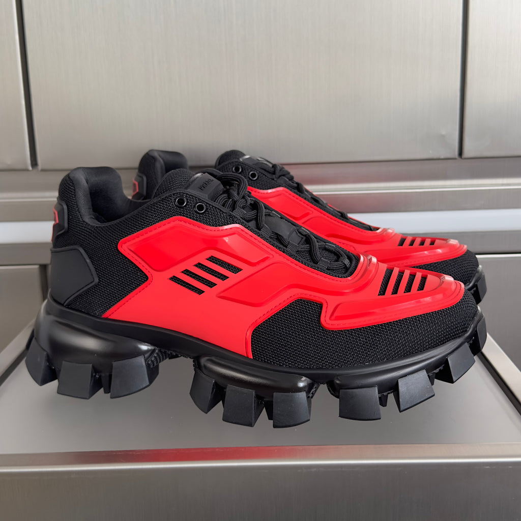 PRADA 26S CLOUDBUST THUNDER SNEAKERS 60MM IN RED MESH FABRIC AND TPU