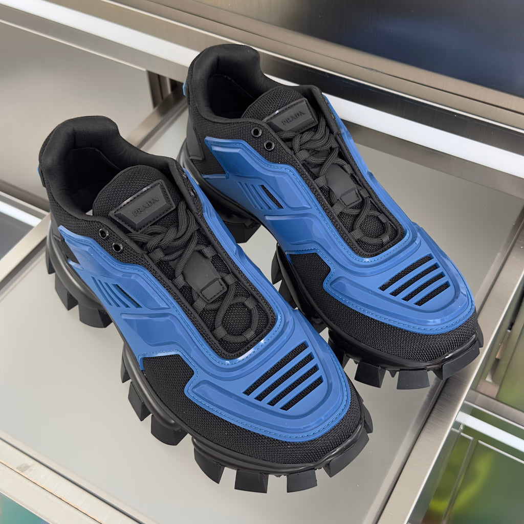 PRADA 26S CLOUDBUST THUNDER SNEAKERS 60MM IN DARK BLUE MESH FABRIC AND TPU