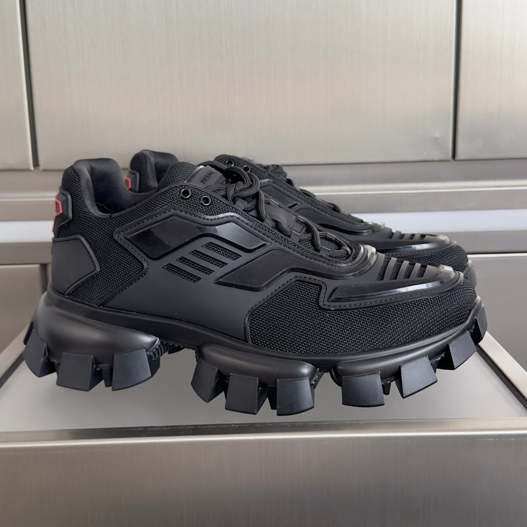 PRADA 26S CLOUDBUST THUNDER SNEAKERS 60MM IN BLACK MESH FABRIC AND TPU