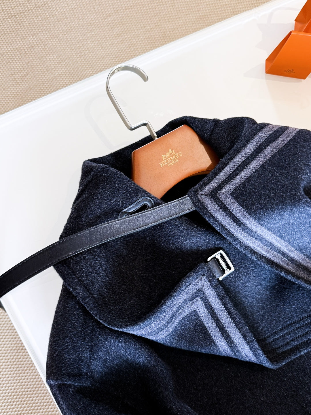 HERMES 25S LONG STAND-COLLAR CASHMERE COAT 257