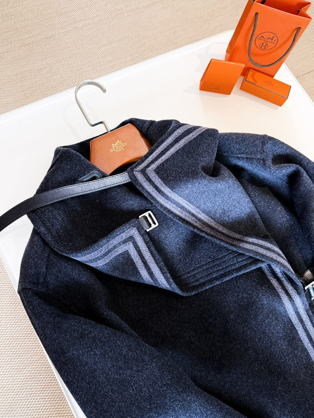 HERMES 25S LONG STAND-COLLAR CASHMERE COAT 257