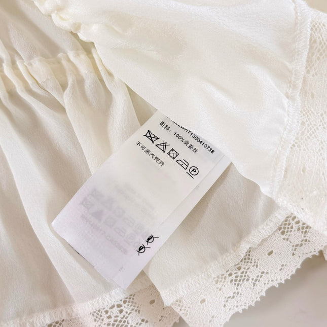 CHLOE 26S PUFF-SLEEVE LACE BLOUSE STYLE 127