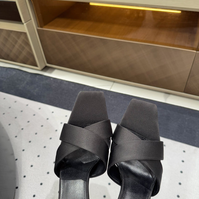 OPYUM HIGH MULES IN BLACK SILK