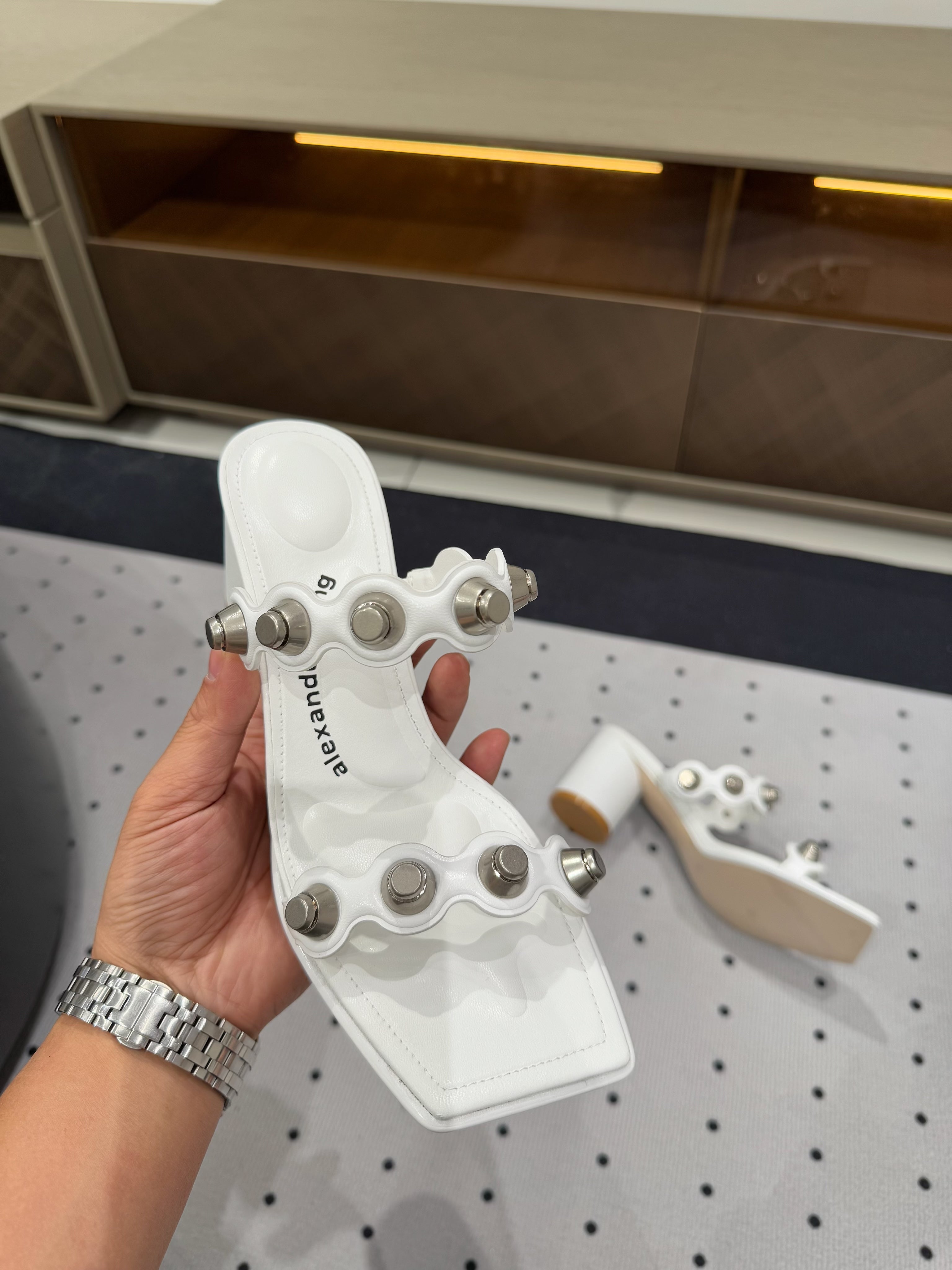 RIOT 65MM SANDAL IN WHITE LAMBSKIN