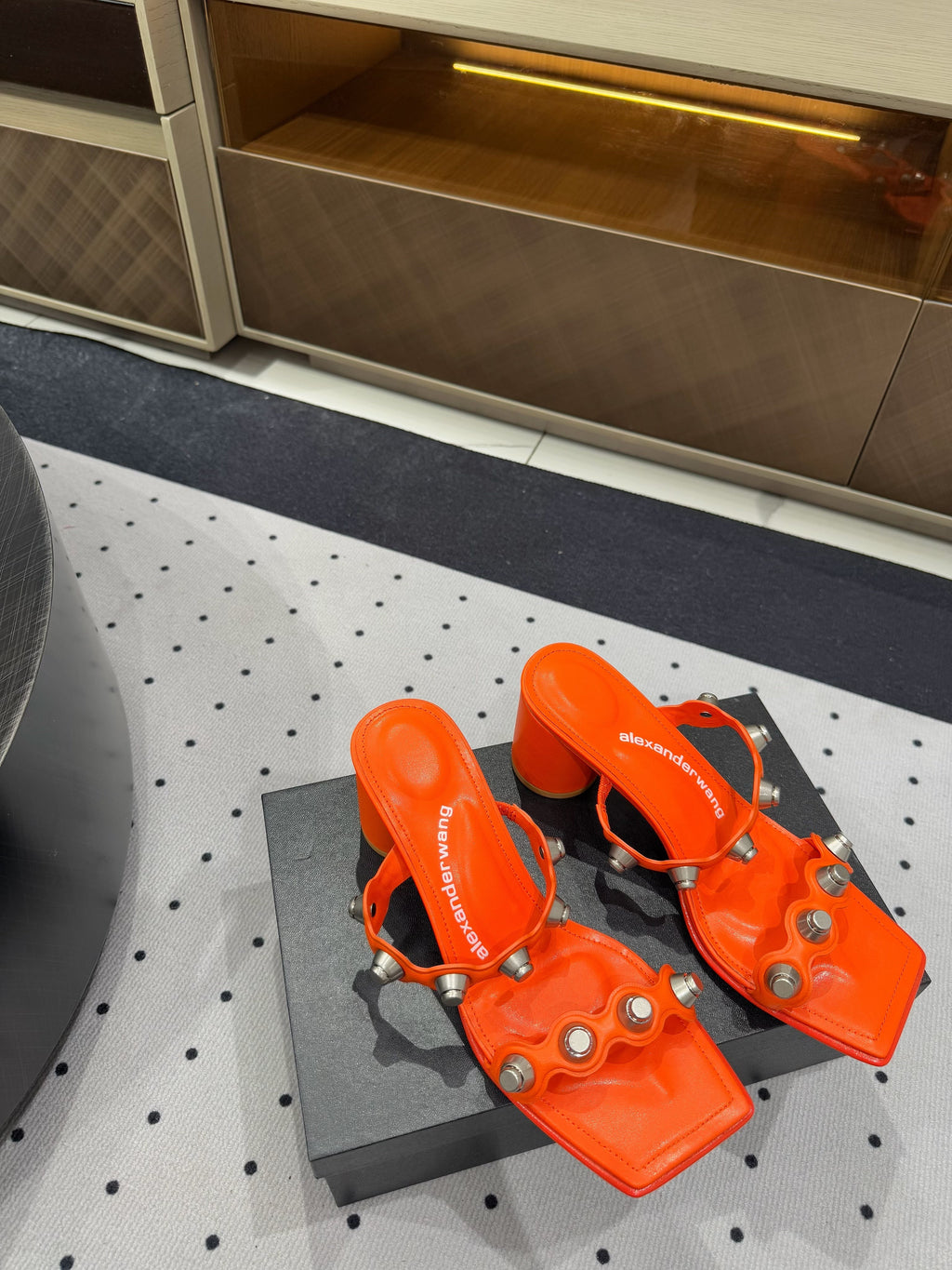 RIOT 65MM SANDAL IN FIRE ORANGE LAMBSKIN