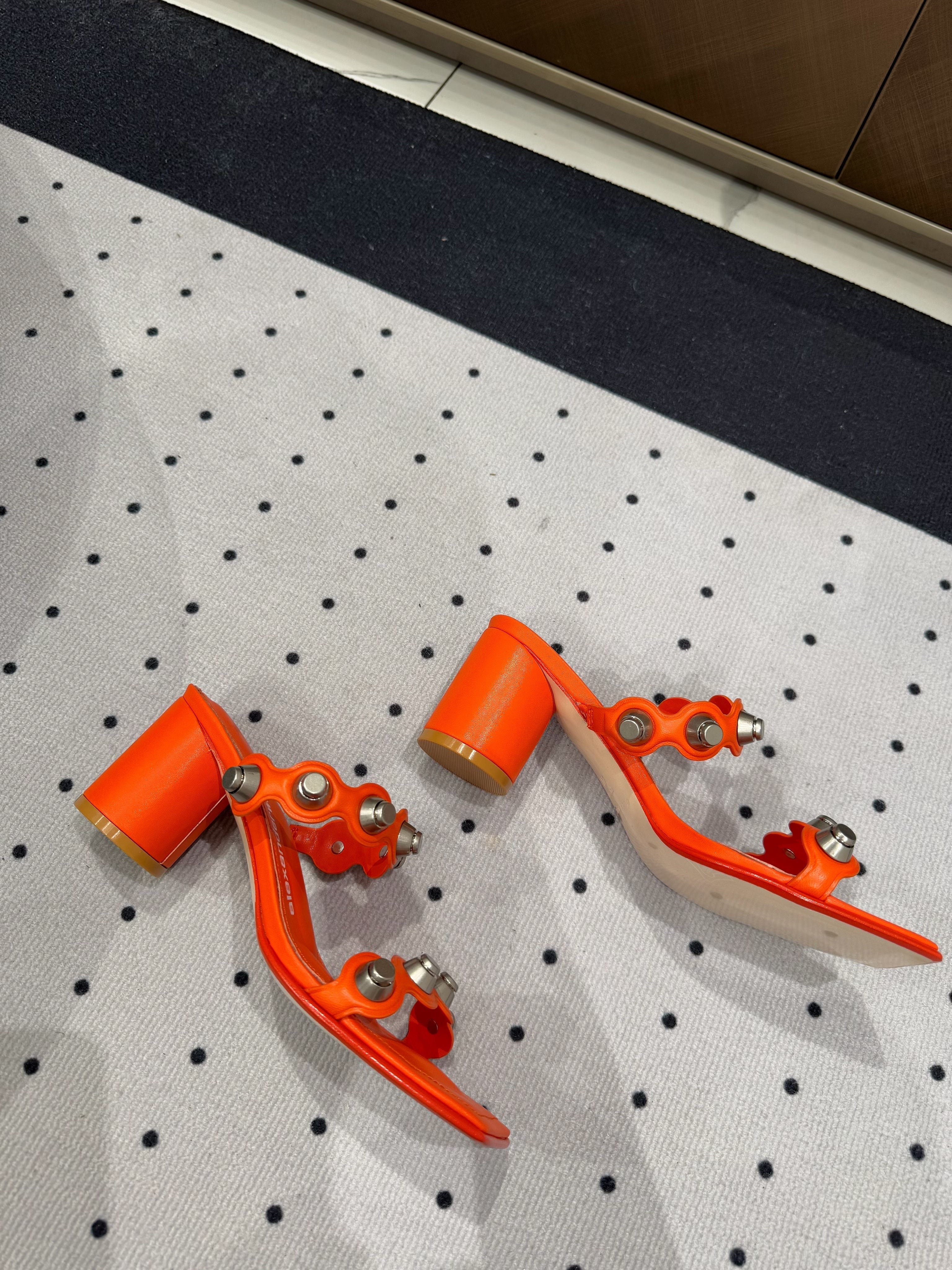 RIOT 65MM SANDAL IN FIRE ORANGE LAMBSKIN