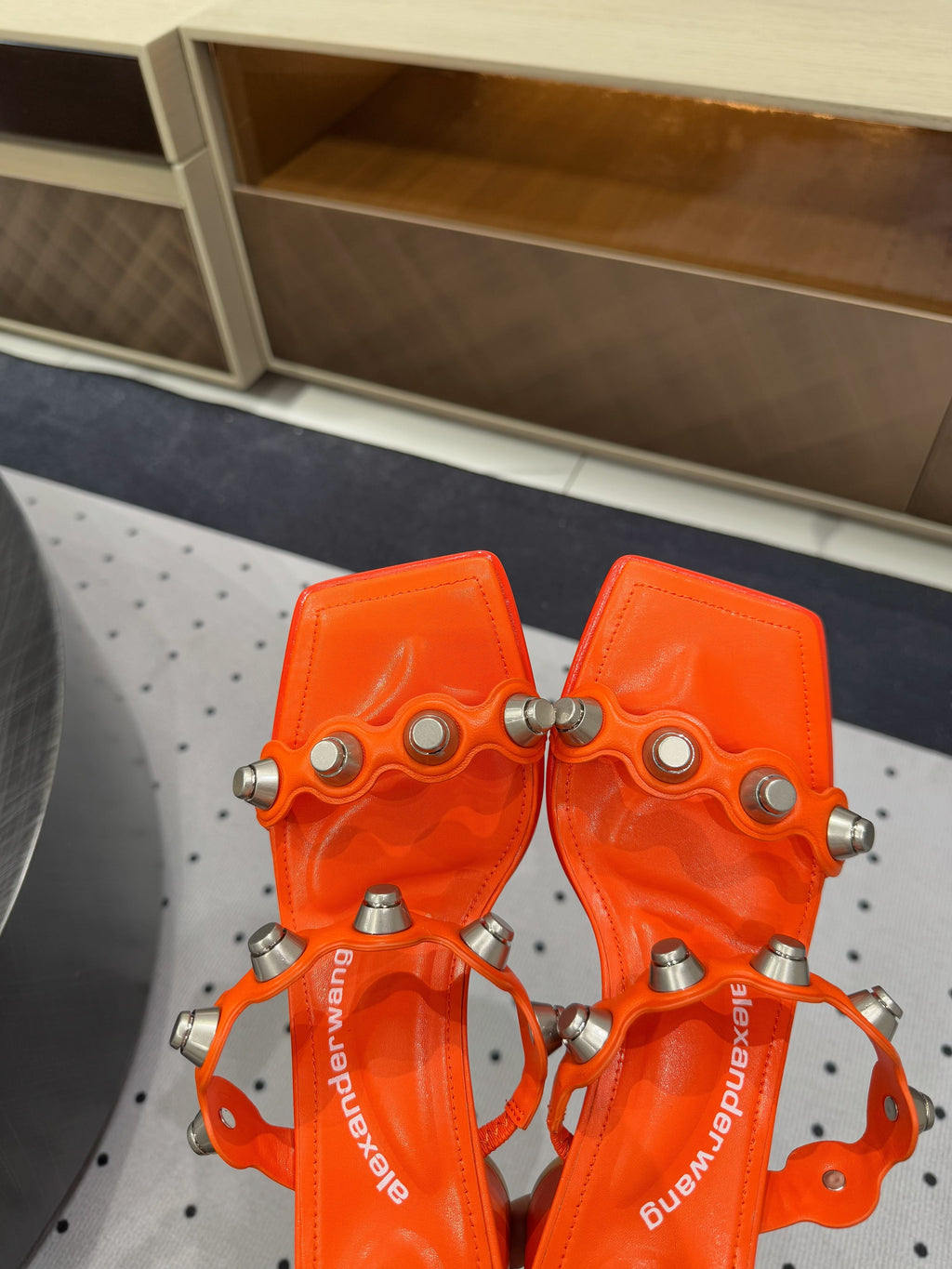 RIOT 65MM SANDAL IN FIRE ORANGE LAMBSKIN
