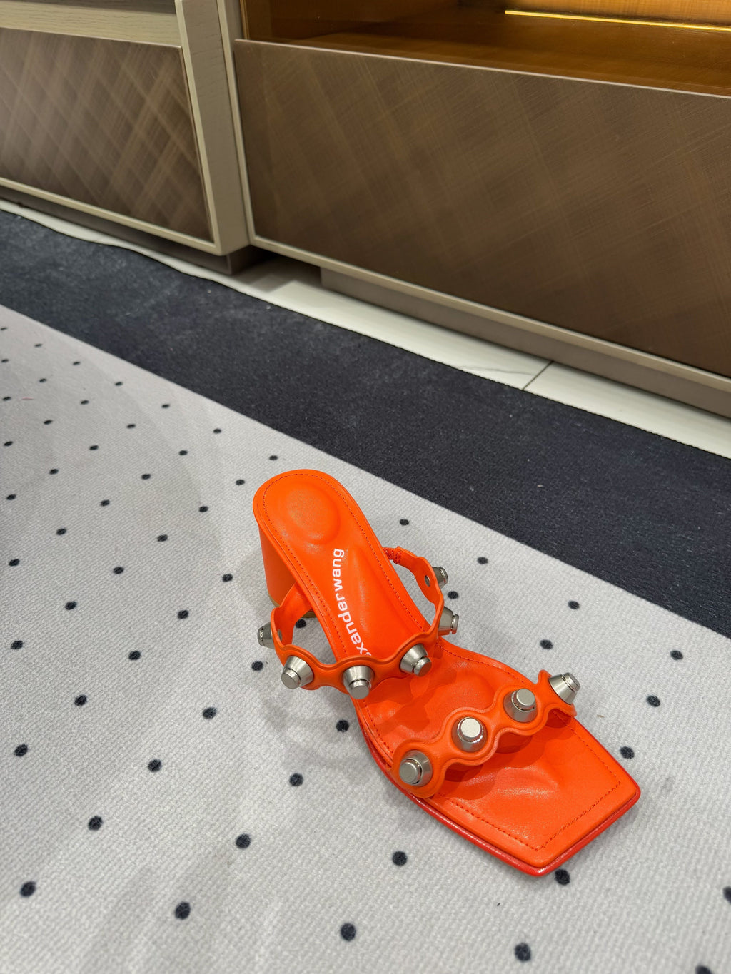 RIOT 65MM SANDAL IN FIRE ORANGE LAMBSKIN