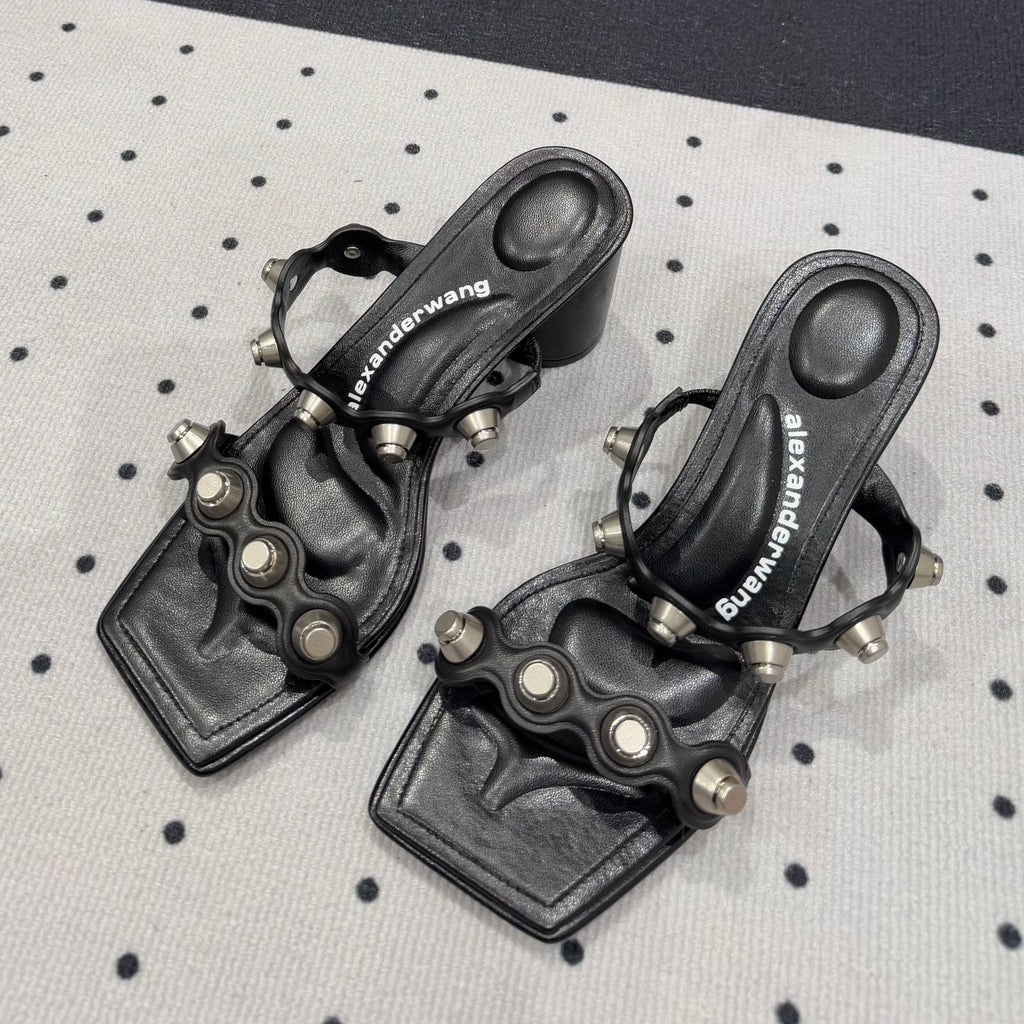 RIOT 65MM SANDAL IN BLACK LAMBSKIN