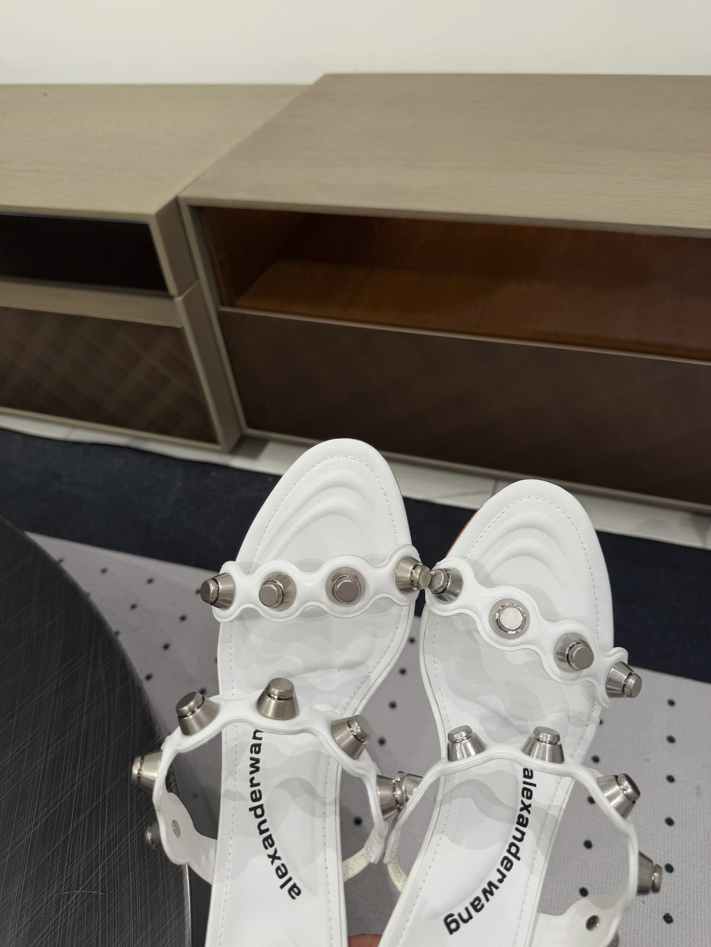 RIOT 80 MM SANDAL IN WHITE LAMBSKIN