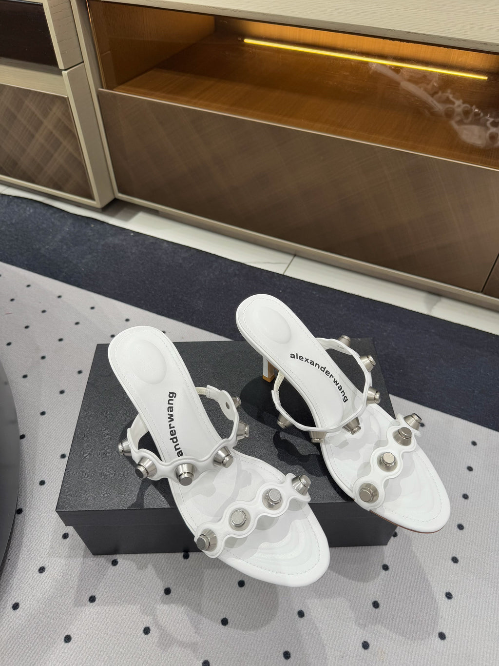 RIOT 80 MM SANDAL IN WHITE LAMBSKIN