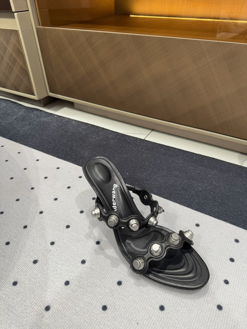 RIOT 80 MM SANDAL IN BLACK LAMBSKIN