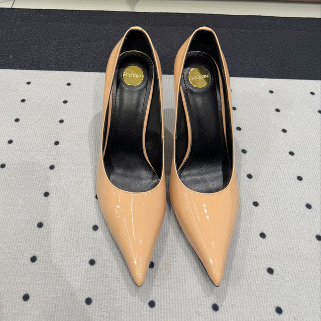 NORMA PUMPS IN BISQUE GLOSSY SHEEPSKIN