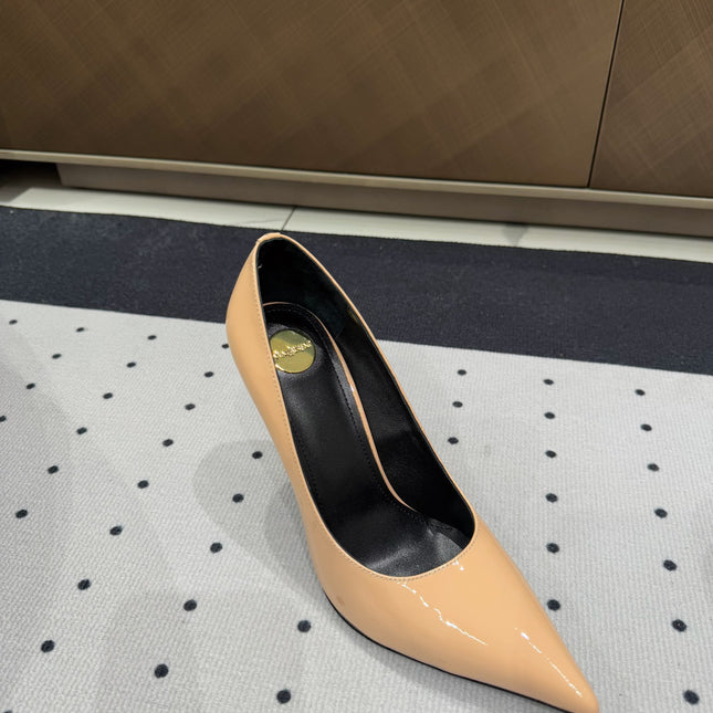 NORMA PUMPS IN BISQUE GLOSSY SHEEPSKIN