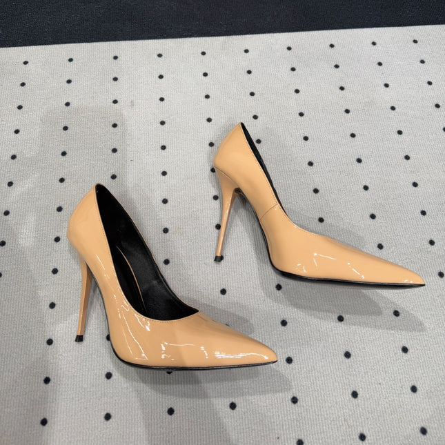 NORMA PUMPS IN BISQUE GLOSSY SHEEPSKIN