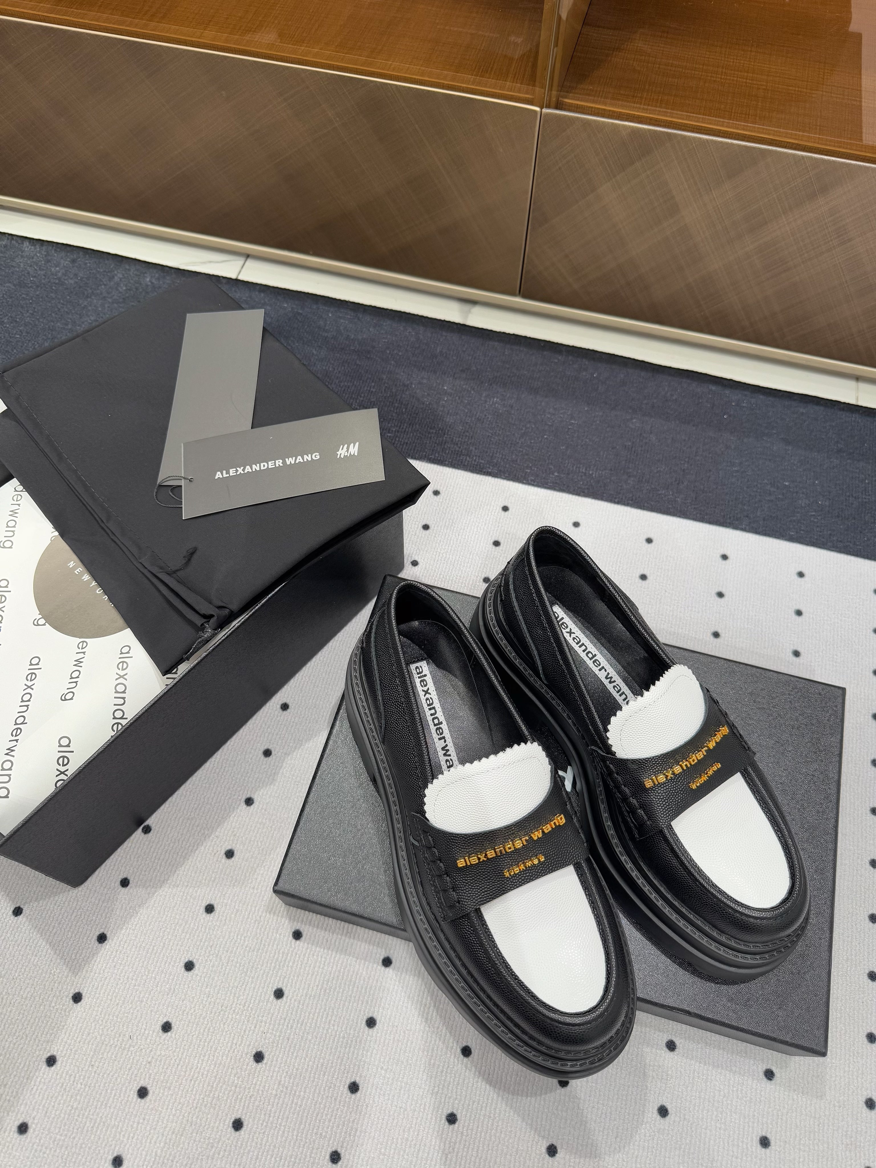 CARTER PLATFORM LOAFER 75MM IN WHITE MIX BLACK COWHIDE