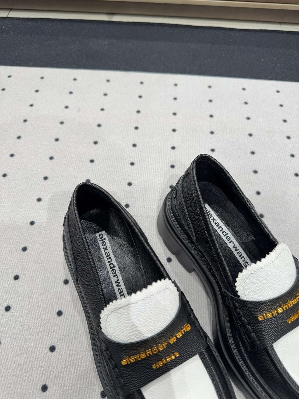 CARTER PLATFORM LOAFER 75MM IN WHITE MIX BLACK COWHIDE