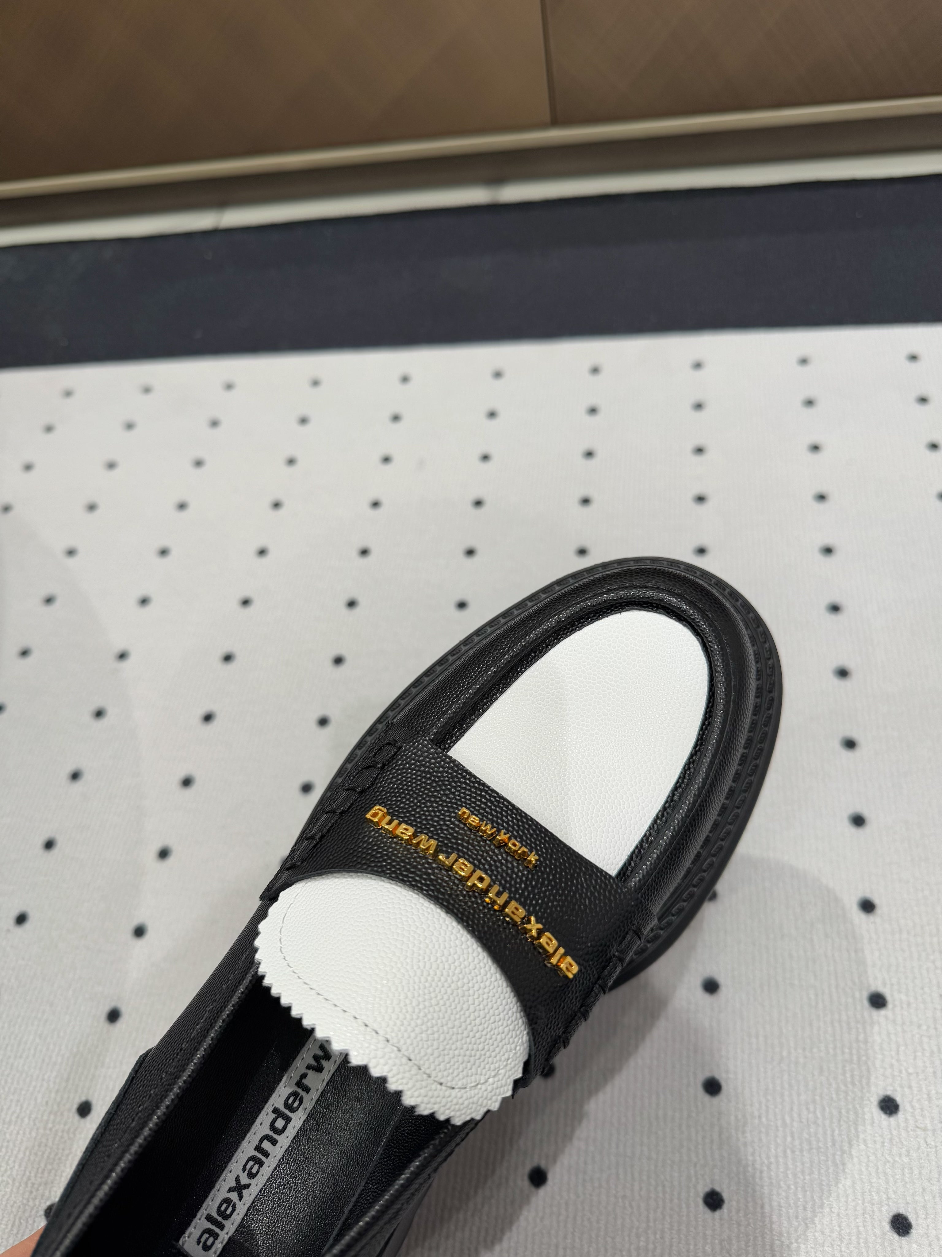 CARTER PLATFORM LOAFER 75MM IN WHITE MIX BLACK COWHIDE