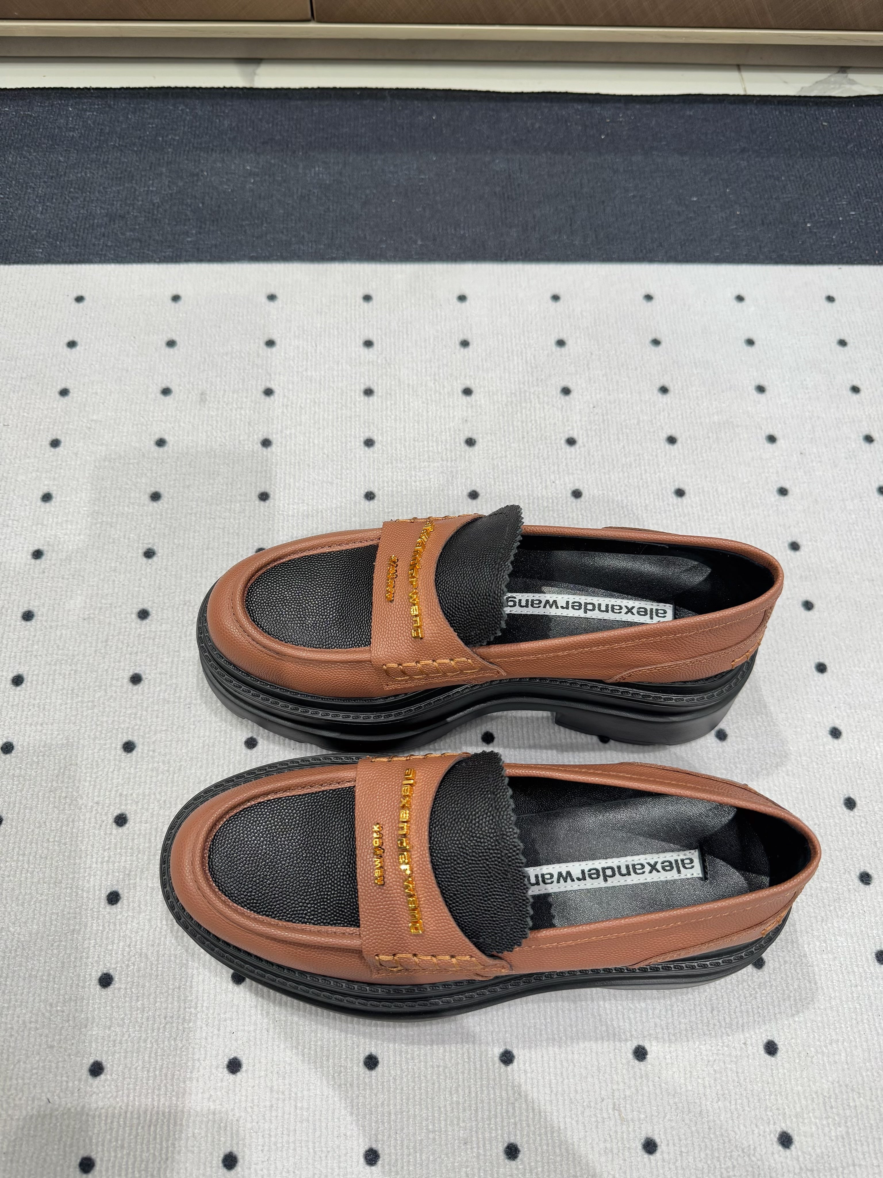 CARTER PLATFORM LOAFER 75MM IN BROWN MIX BLACK COWHIDE