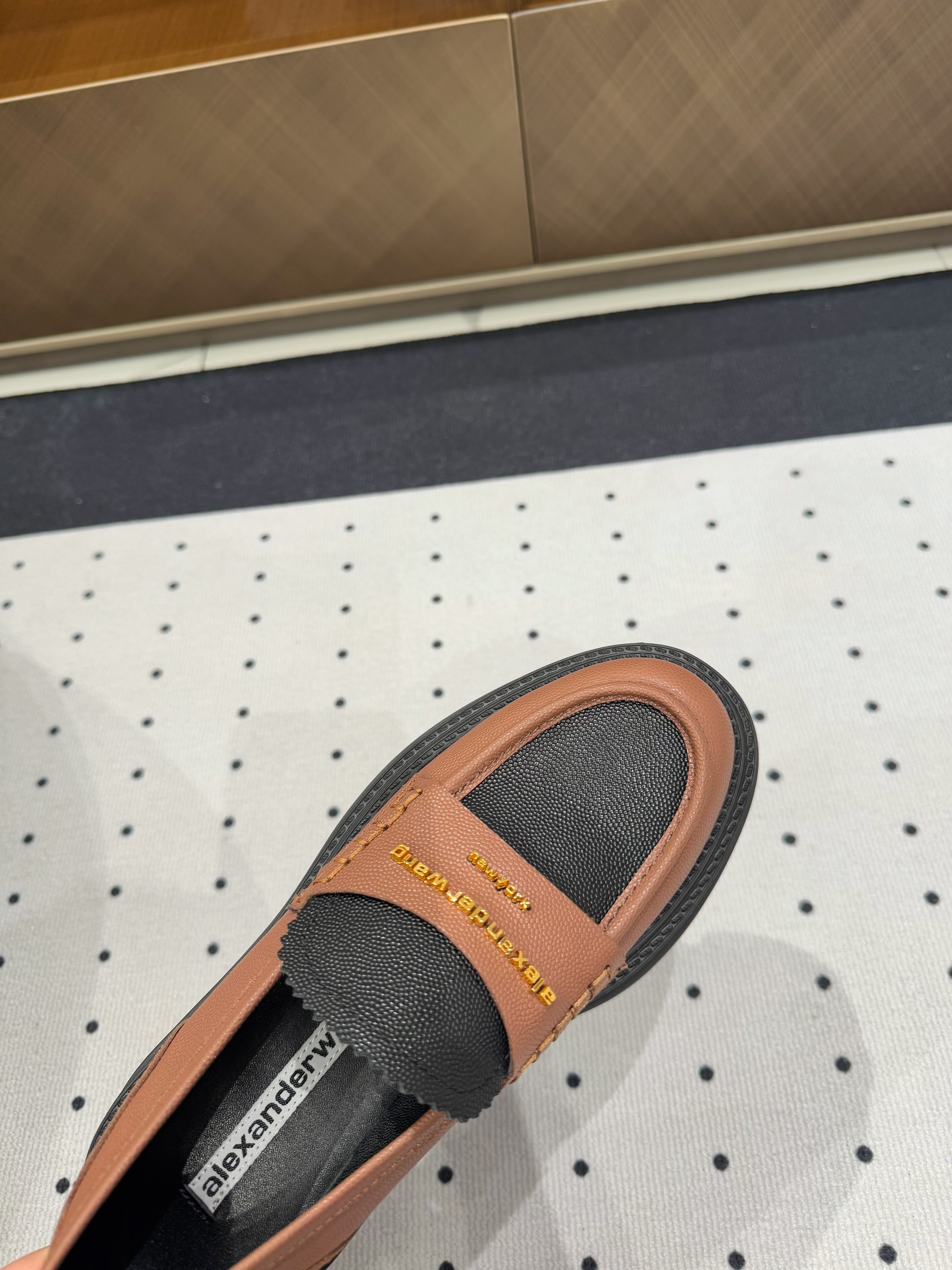 CARTER PLATFORM LOAFER 75MM IN BROWN MIX BLACK COWHIDE