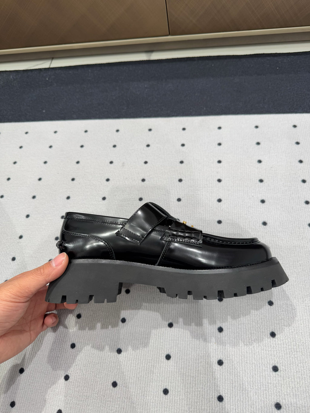 CARTER MID-HEEL LOAFER 55MM IN BLACK CALFSKIN
