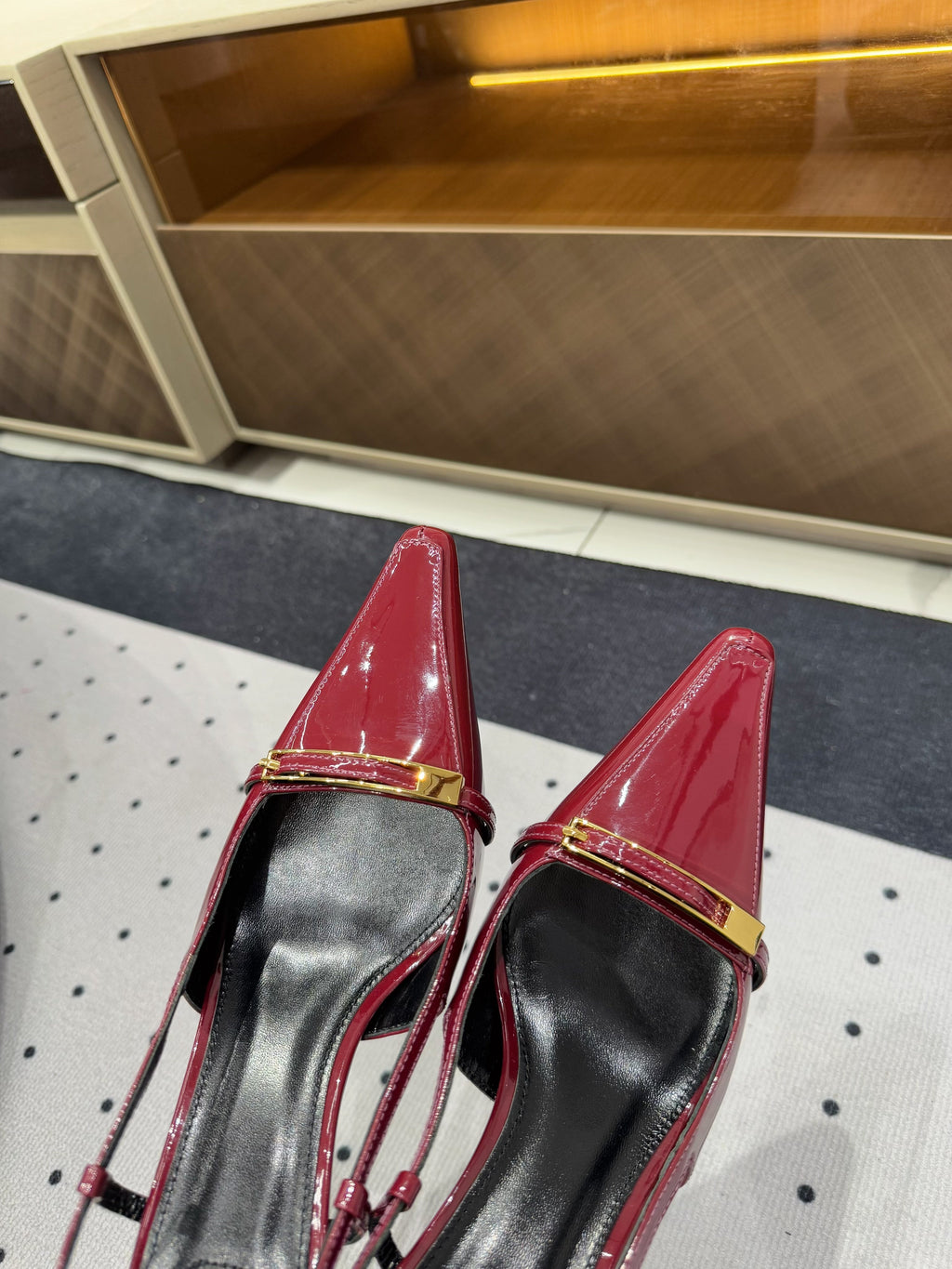 YSL 26S HEELED SLINGBACKS 75 MM IN DARK RED GLOSSY CALFSKIN