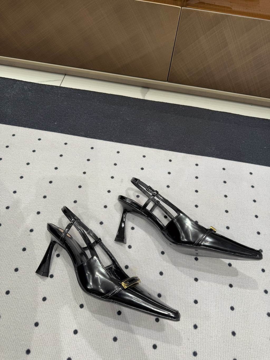 YSL 26S HEELED SLINGBACKS 75 MM IN BLACK PATENT CALFSKIN