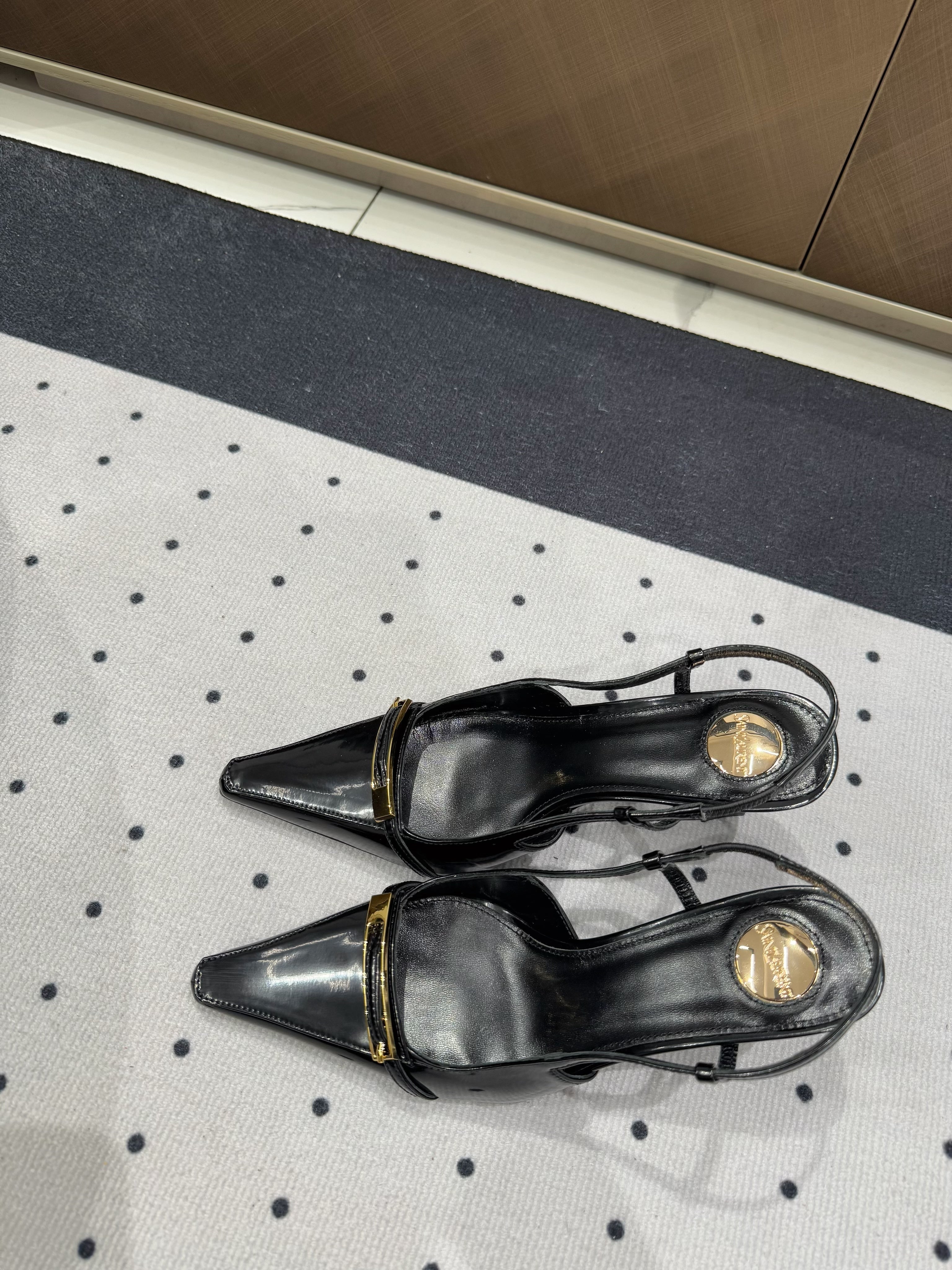 YSL 26S HEELED SLINGBACKS 75 MM IN BLACK PATENT CALFSKIN