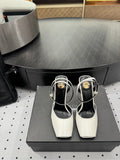 YSL 26S SQUARE-TOE HIGH HEELS 105 MM IN WHITE CALFSKIN