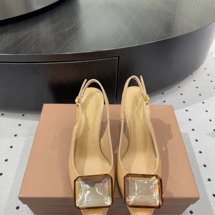 GIANVITO ROSSI 26S HIGH-HEEL SLINGBACKS 85 MM IN BEIGE LAMBSKIN