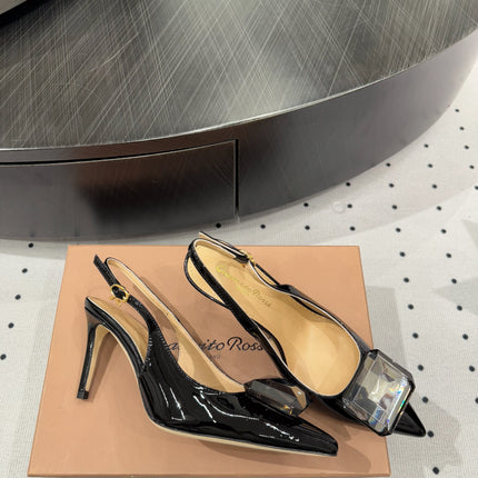 GIANVITO ROSSI 26S HIGH-HEEL SLINGBACKS 85 MM IN BLACK LAMBSKIN