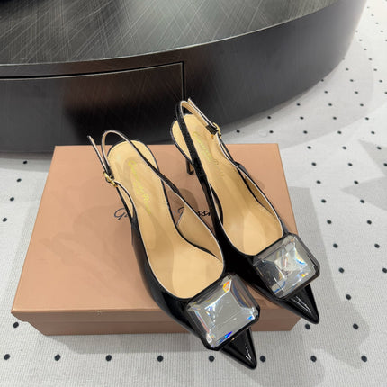 GIANVITO ROSSI 26S HIGH-HEEL SLINGBACKS 85 MM IN BLACK LAMBSKIN