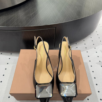 GIANVITO ROSSI 26S HIGH-HEEL SLINGBACKS 85 MM IN BLACK LAMBSKIN