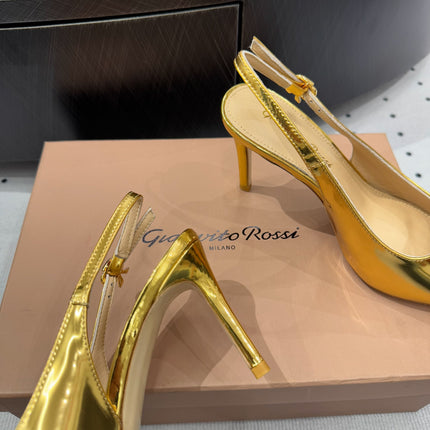 GIANVITO ROSSI 26S HIGH-HEEL SLINGBACKS 85 MM IN GOLD LAMBSKIN