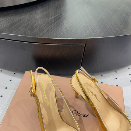 GIANVITO ROSSI 26S HIGH-HEEL SLINGBACKS 85 MM IN GOLD LAMBSKIN