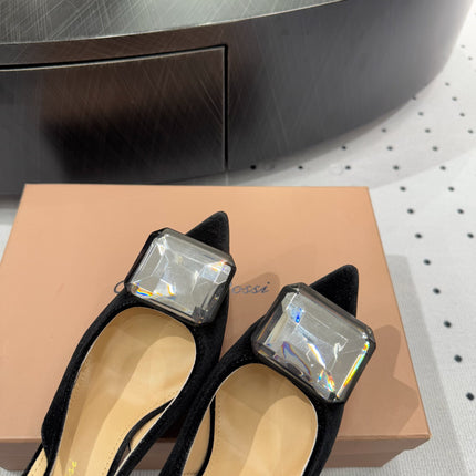 GIANVITO ROSSI 26S HIGH-HEEL SLINGBACKS 85 MM IN BLACK VELVET