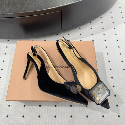 GIANVITO ROSSI 26S HIGH-HEEL SLINGBACKS 85 MM IN BLACK VELVET