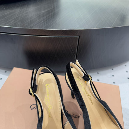 GIANVITO ROSSI 26S HIGH-HEEL SLINGBACKS 85 MM IN BLACK VELVET