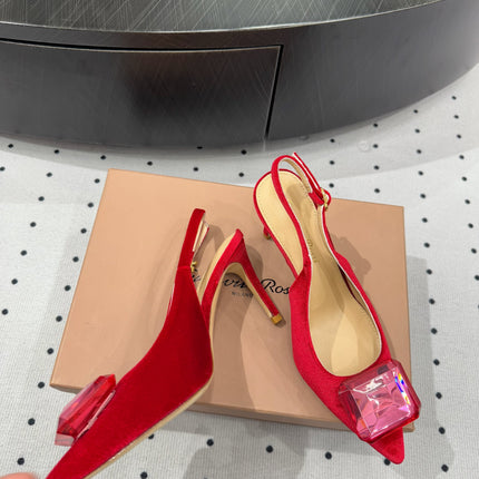 GIANVITO ROSSI 26S HIGH-HEEL SLINGBACKS 85 MM IN RED VELVET