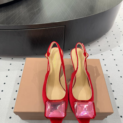 GIANVITO ROSSI 26S HIGH-HEEL SLINGBACKS 85 MM IN RED VELVET