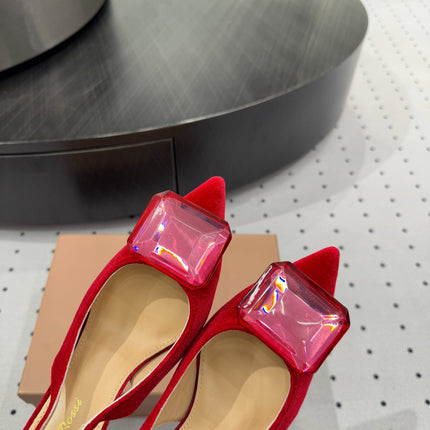 GIANVITO ROSSI 26S HIGH-HEEL SLINGBACKS 85 MM IN RED VELVET