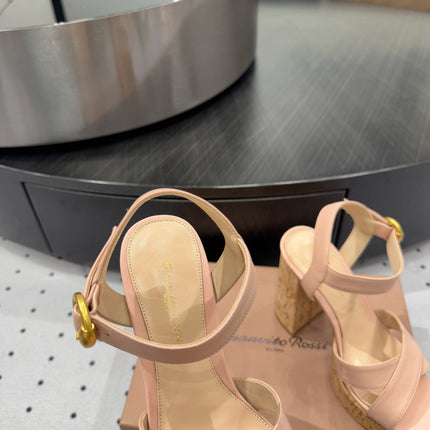 GIANVITO ROSSI 26S CROSS-STRAP SANDALS 115 MM IN NUDE PINK CALFSKIN
