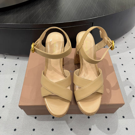 GIANVITO ROSSI 26S CROSS-STRAP SANDALS 115 MM IN BEIGE CALFSKIN